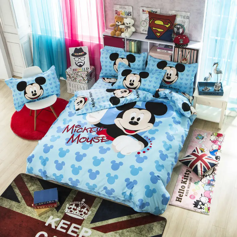 cartoon mickey mouse bedding set 4pcs cotton duvet cover set for kid's