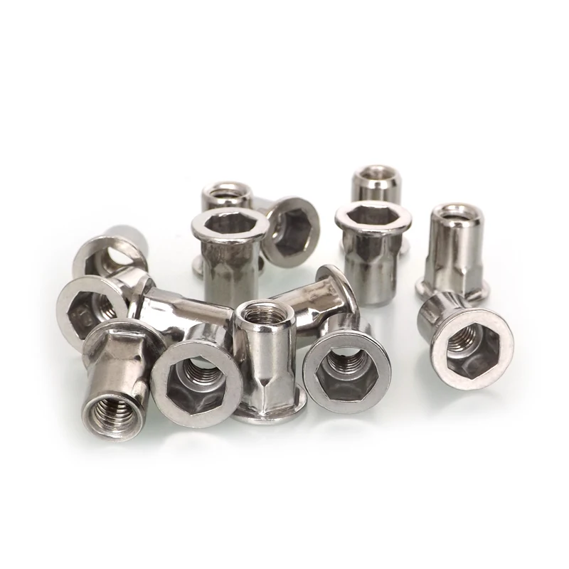 50pcs/lot Stainless steel through hole semi hex rivet nut riveted nuts