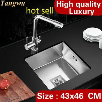 Best Free Shipping Home Balcony Vogue Multifunction Do The Dishes Kitchen Manual Sink Single Trough 304 Stainless Steel 430x460 MM