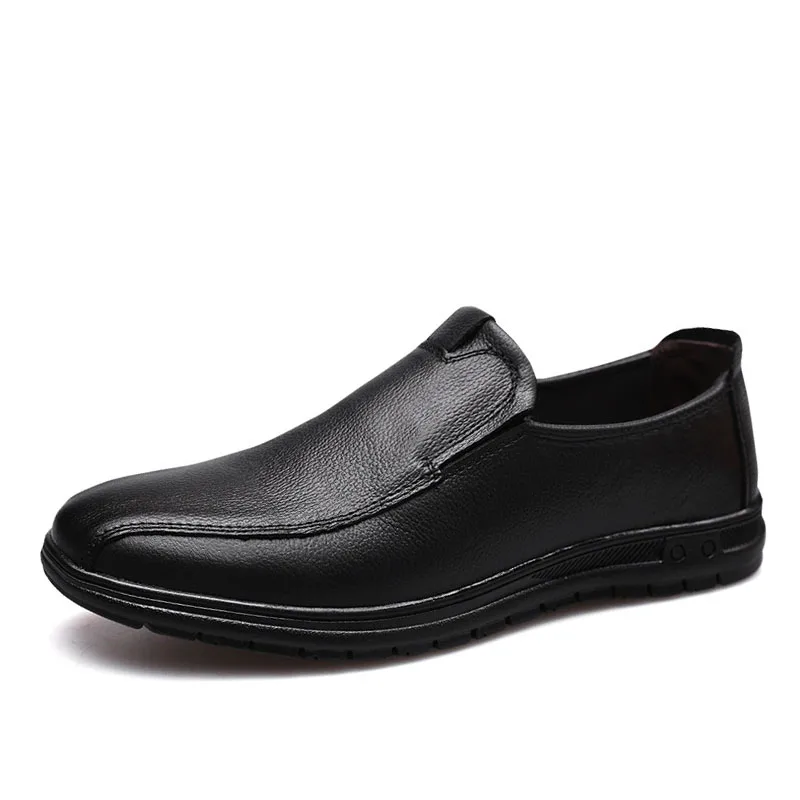 

Luxury Men's Casual Shoes Soft Bottom Black Slip on Summer Autumn Flats Men Genuine Leather Shoes Plus Big Size 45 Men Driving