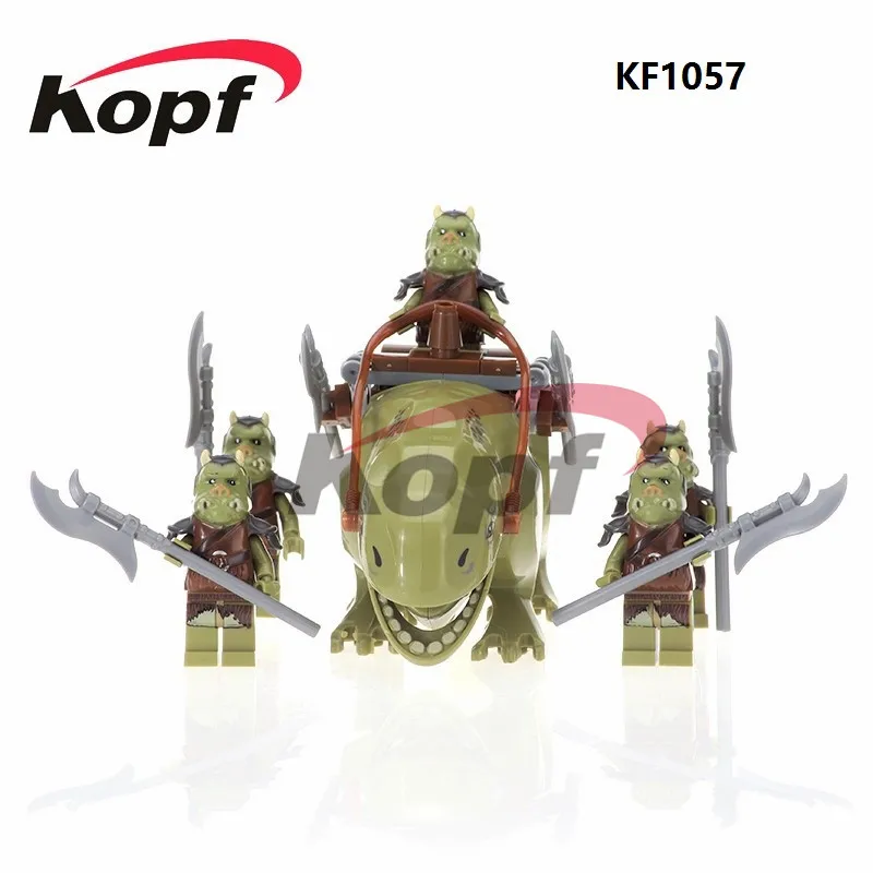 

Space Wars Dewback Rancor Jabba's Gamorrean Guard Tan Ewok With Weapon Battle of Endor Building Blocks Toys for children KF1057