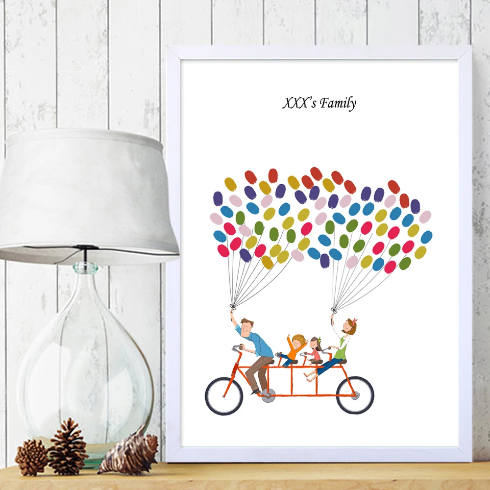

Family Ride On Bike,Fingerprint DIY Signature Guest Book For Family Gathering,Party Decoration Custom Memory Book With Inkpad
