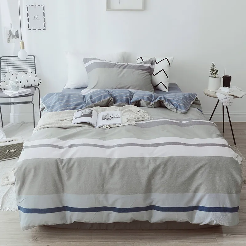 

100% Cotton Soft Bedding Sets Bed Linen Fashion Simple Style Bedding Set Winter Full Size Duvet Cover Set Bed Sheet Set Warm