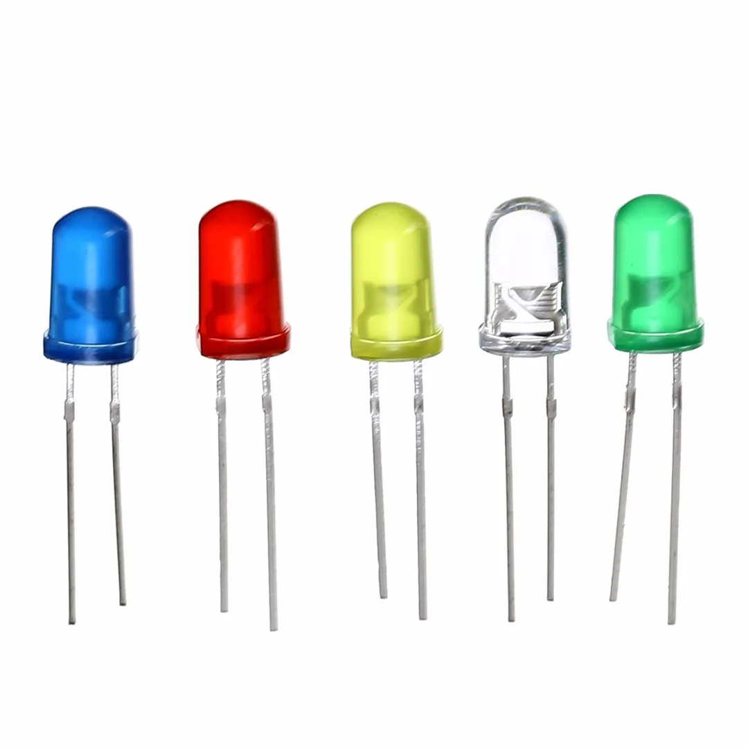 Mayitr 5 Colors 200pcs 3mm & 5mm LED Diode Light Assorted Kit White Yellow Red Green Blue Electronic Component DIY Set