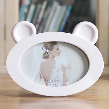 

Hot Selling Newest 6 Inch Bear Ear Japanese Cute Table Horizontal Oval Creative Photo Frame Table Baby Photo Frame Home Decor