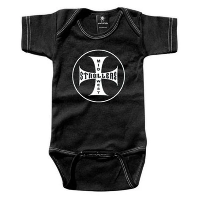 Rebel Ink Baby 340bo612 MidWest Strollers- 6-12 Month Black One Piece Undershirt