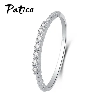 

Simple Wedding Band Thin Half Eternity Ring Match Micro Pave AA Cubic Zirconia Ring For Women 925 Sterling Silver Jewelry