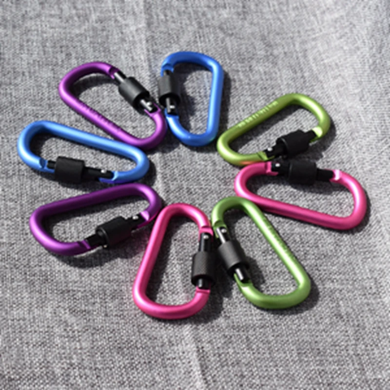 

Latest Camping Equipment Survival Gear Aluminum Alloy Carabiner Spring Snap Clip Hook Keychain Climbing Car Key Chain Wholesale
