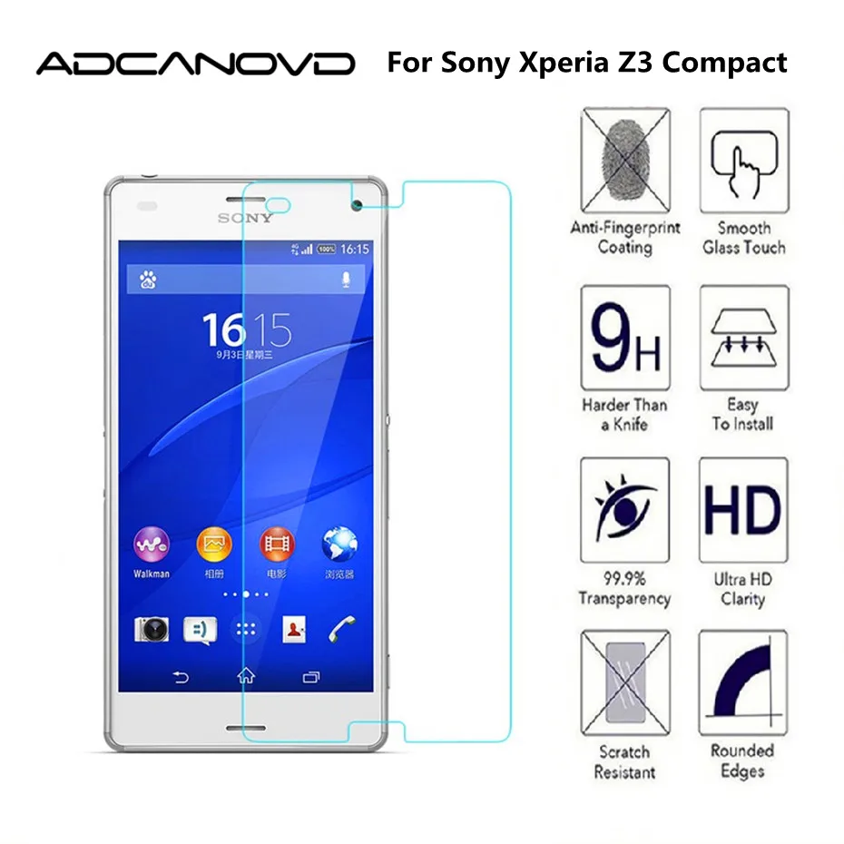 

For Sony Xperia Z3mini Tempered Glass For Sony Xperia Z3 Compact M55W D5803 D5833 Screen Protector Cover Protective Film Case