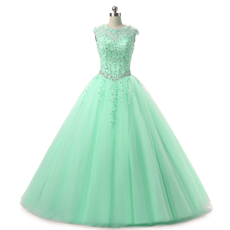 Бальное платье с рукавами-крылышками, цвета морской волны, румяна, бальное платье для выпускного вечера, пышное платье, 16 vestido de festa debutante - Цвет: as pic
