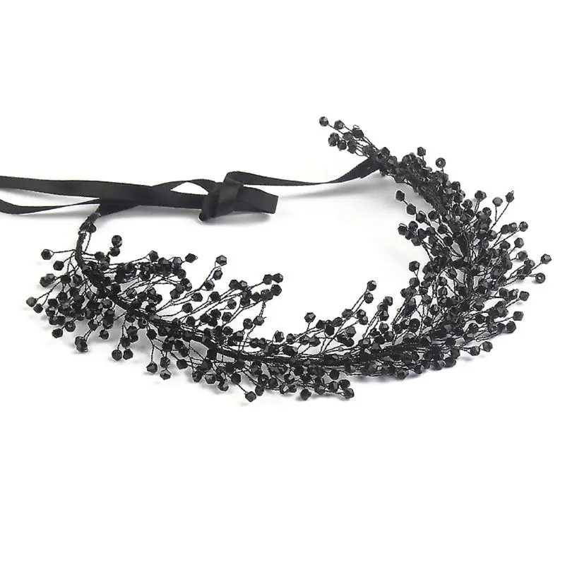 

Bride Handmade Beaded Hair Band Wedding Dress Tiara Birthday Hair Accessories Headband Crown Jewelry for Women Girls