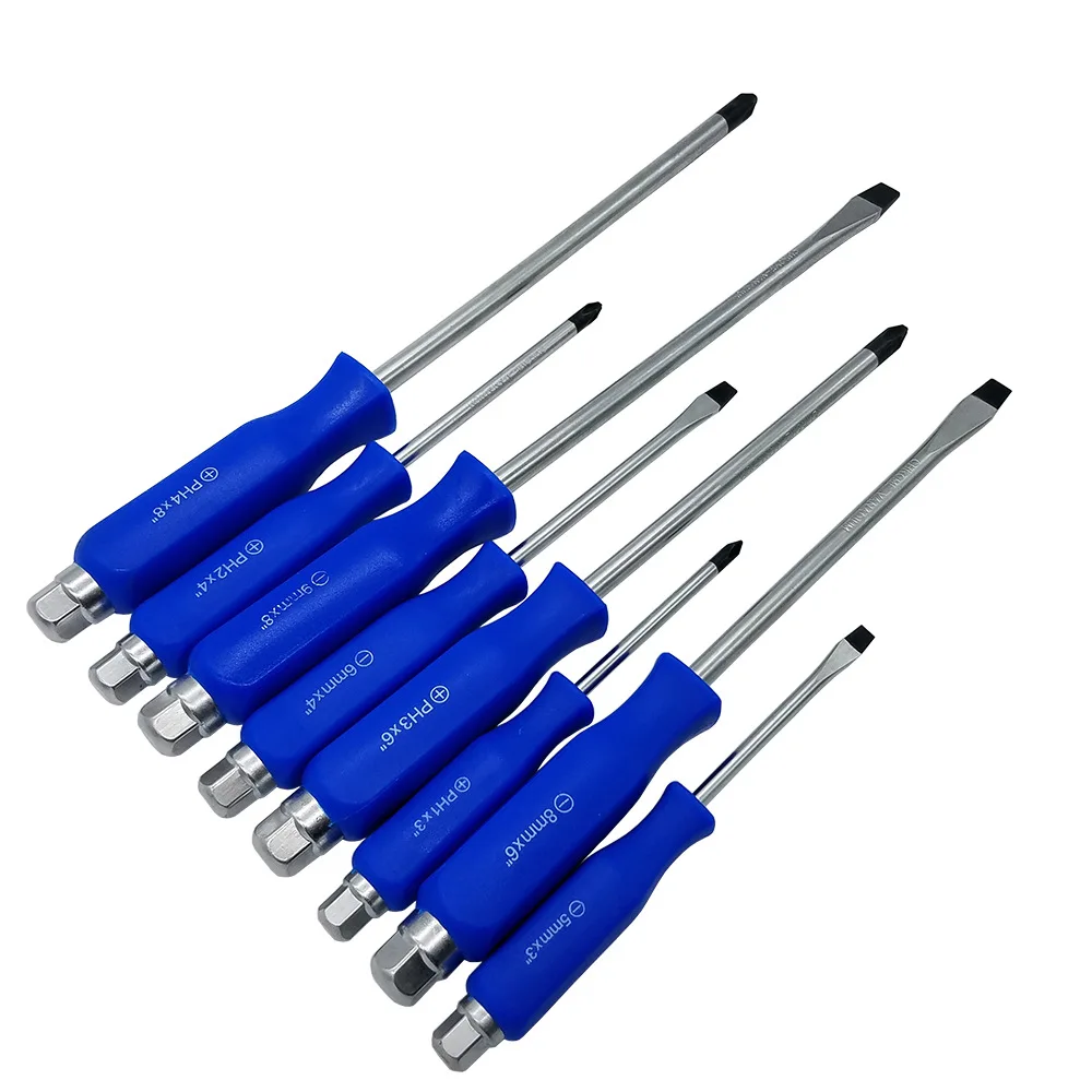 

Kit Screwdriver 8pcs set Hand tools Hammer Magnetic Vanadium Steel PH1 PH2 PH3 PH4 Cross Slotted 5mm 6mm 8mm 9mmm