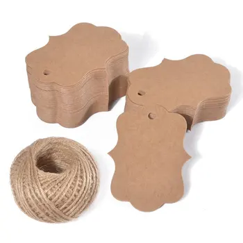 

100 pieces of kraft blank gift labels String of ancient hanging , blank price tag Christmas gift tags The wedding tag is 100 fee