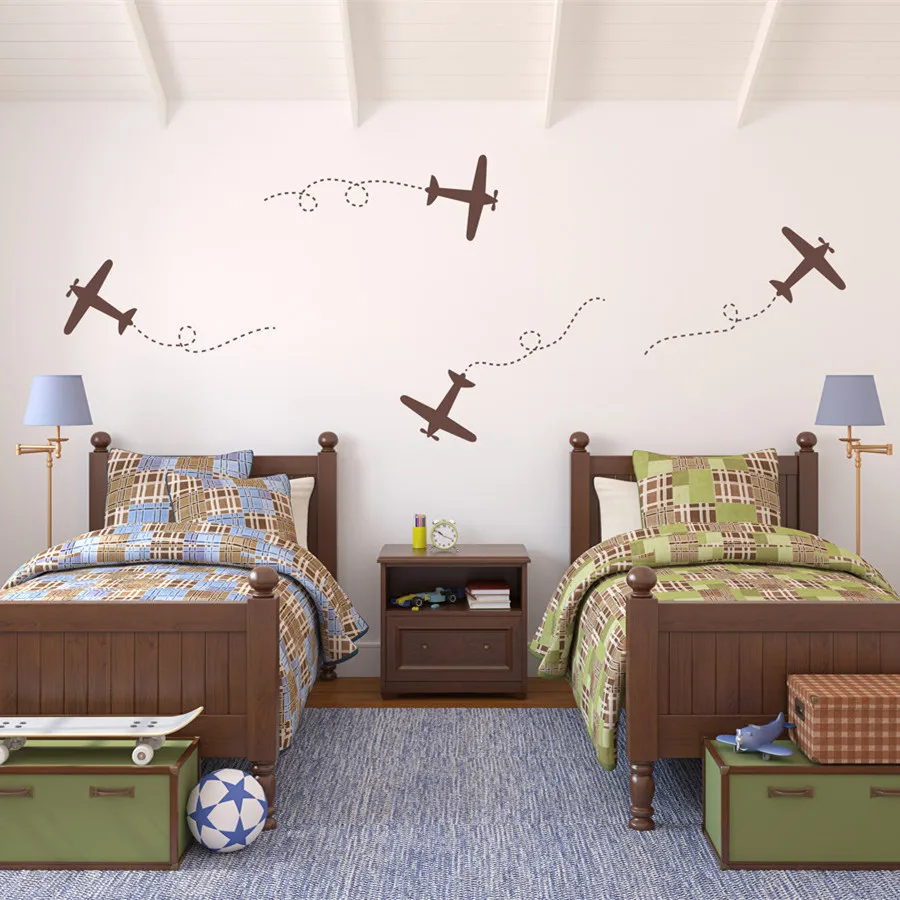  Large Airplanes Childrens Wall Art Nursery Decor Wall Stickers Airplane Theme Kindergarten Kids Roo - 32805250764