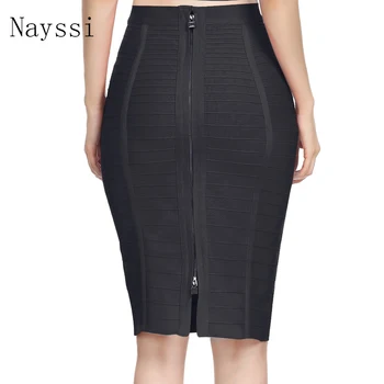 

Nayssi 2019 Bandage Skirt New Arrival Knee Length Sexy High Waist Stripes Split Pencil Skirt