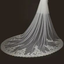Свадебная вуаль 3 м/5 м принцесса цветок кружева шлейф двуслойная вуаль свадебное платье аксессуары с расческой