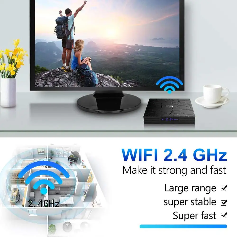 Smart TV Box Android Bluetooth WIFI 2.4G Set-Top Boxes T9 RK3328 Quad-Core 4G/32G Android Smart TV Box Media Player IPTV Canada