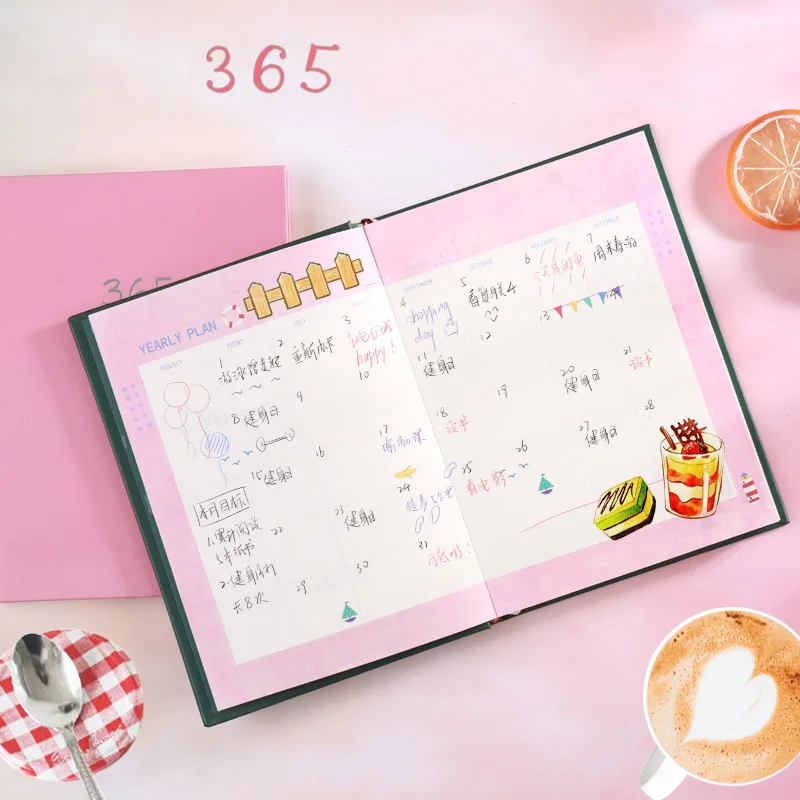 Kawaii 365 дней записная книжка повесток дня B6 ежедневник ежемесячный недельный