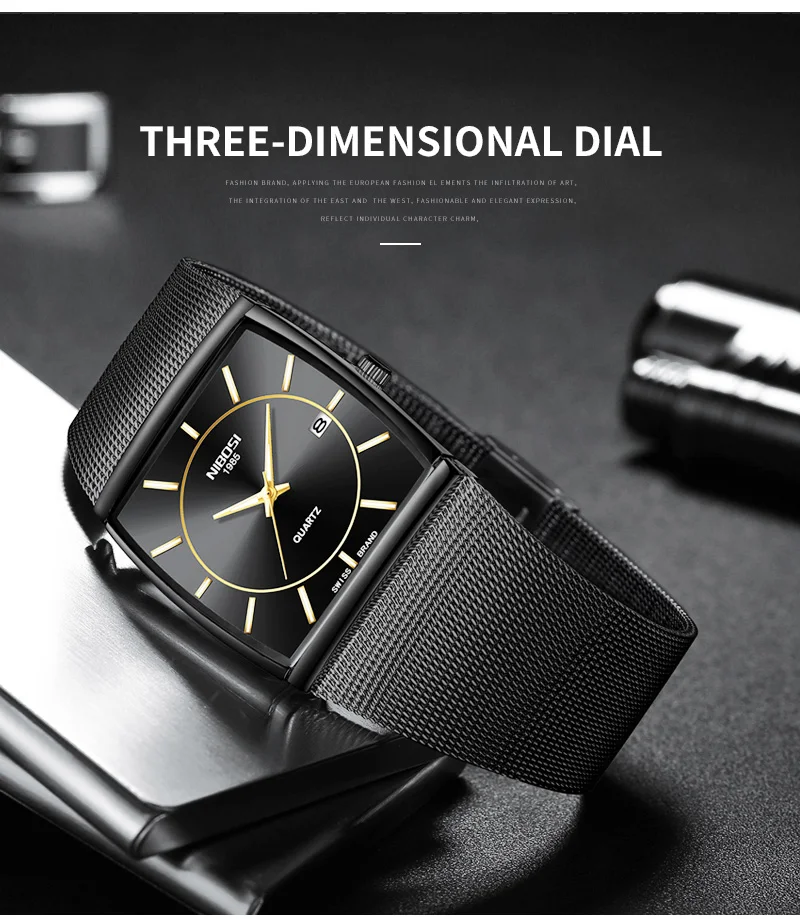 2018 New Square Watch Men Top Brand Luxury Mesh Strap Fashion Dress Wrist Watch Analog Quartz-watch Montre Homme 2018 Man Clock (2)