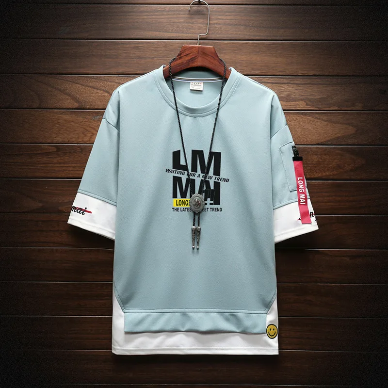 

2019 men's summer new Loose student Letter printing T-shirt men's hip hop O-Neck Letter Couple's five-point sleeve T-shirt