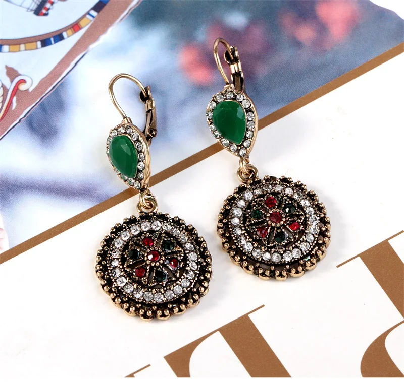 

Drop Flower Earrings Earrings Ethnic Long Clip Crystal Vintage Party Cuff Wedding Bohemian Earrings For Women Femme Oorbellen