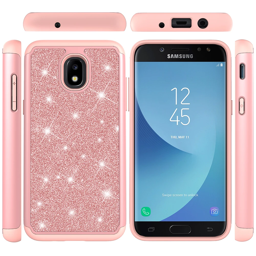 Чехол для телефона Samsung Galaxy J3 Prime Emerge J7 A6 2018 2017 задняя крышка 2 в 1 Блестящий