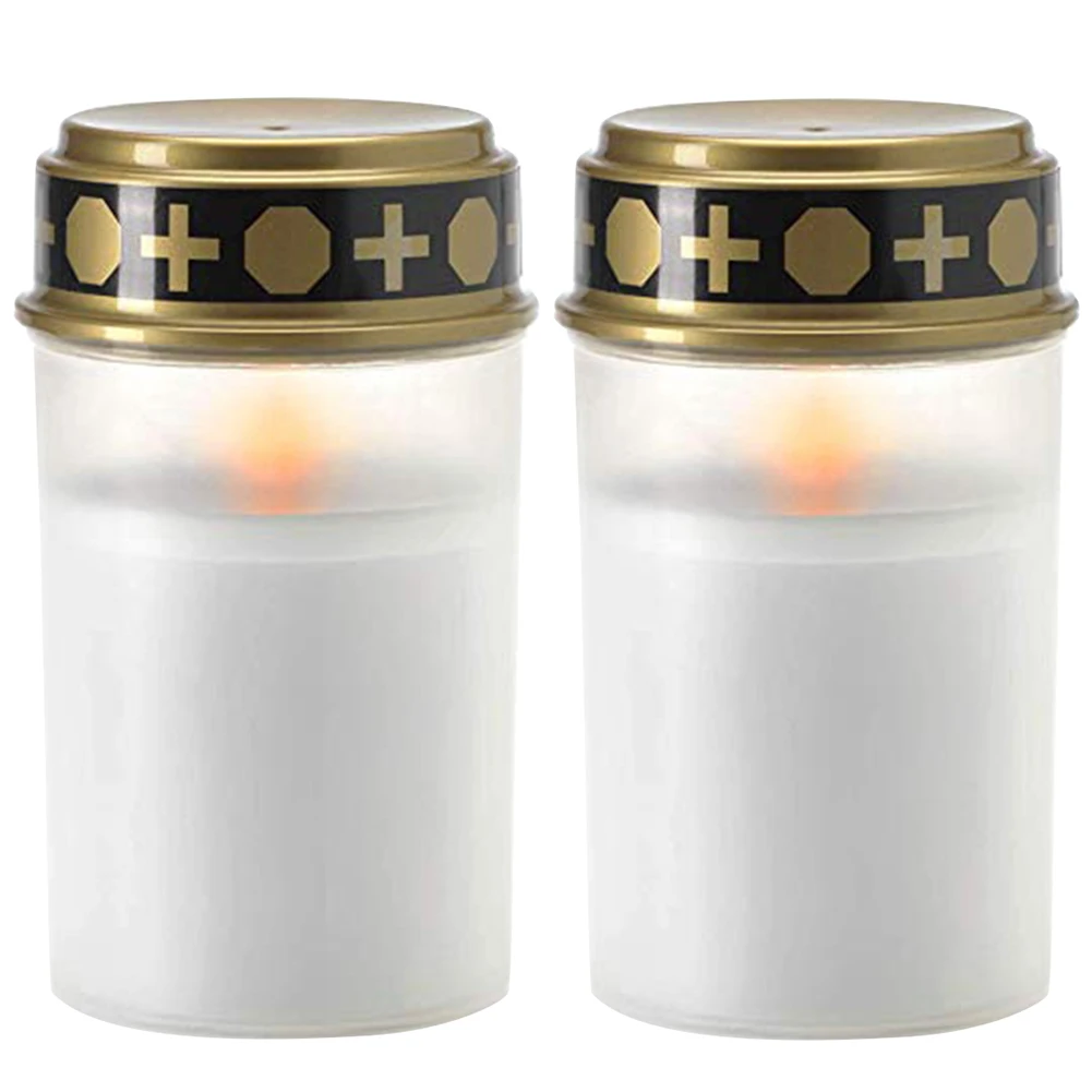 

2PCS Candle Lamp Electronic Festival Cemetery Ritual Solar Powered Flameless Energy Saving Holloween Led Tea Light Decoration