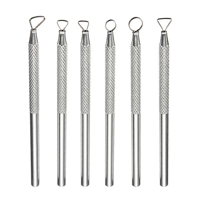 

6pcs Metal Handle Plastic Small Scraper Ceramic Engraving Mini Aluminum Clay Scraper Carving Modeling Clay Plastic Hand Tools