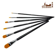 Специальная цена, Высококачественная нейлоновая кисть для акварельной живописи, черная береза, дерево, стержень, масляная щетка, 6 шт