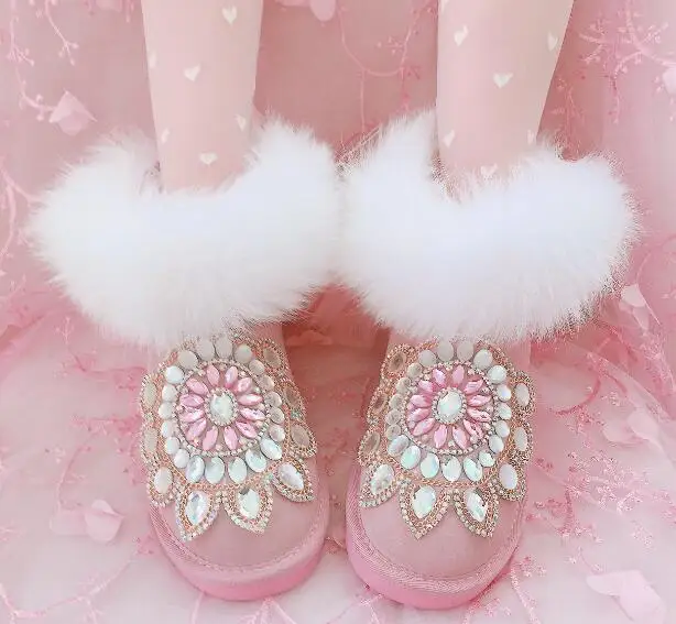 newest 2018 winter bling bling crystal flats mid-calf boots fur decor snow boots for girls Luxury design Rhinestone shoes women цена newest 2018 winter bling bling crystal flats mid-calf boots fur decor snow boots for girls Luxury design Rhinestone shoes women цены онлайн