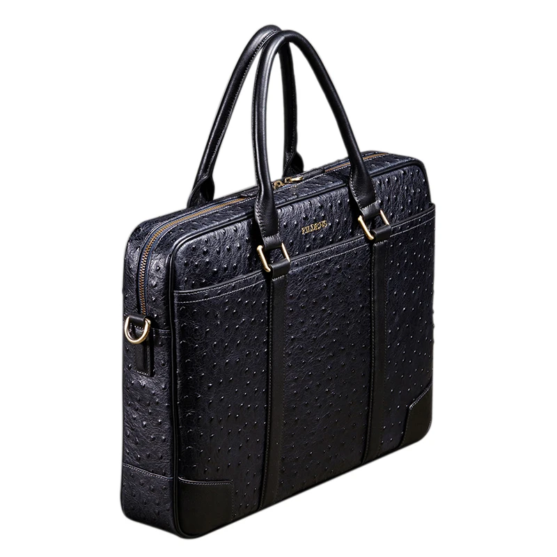 FILDENS Classic genuine leather ostrich pattern Briefcase Laptop