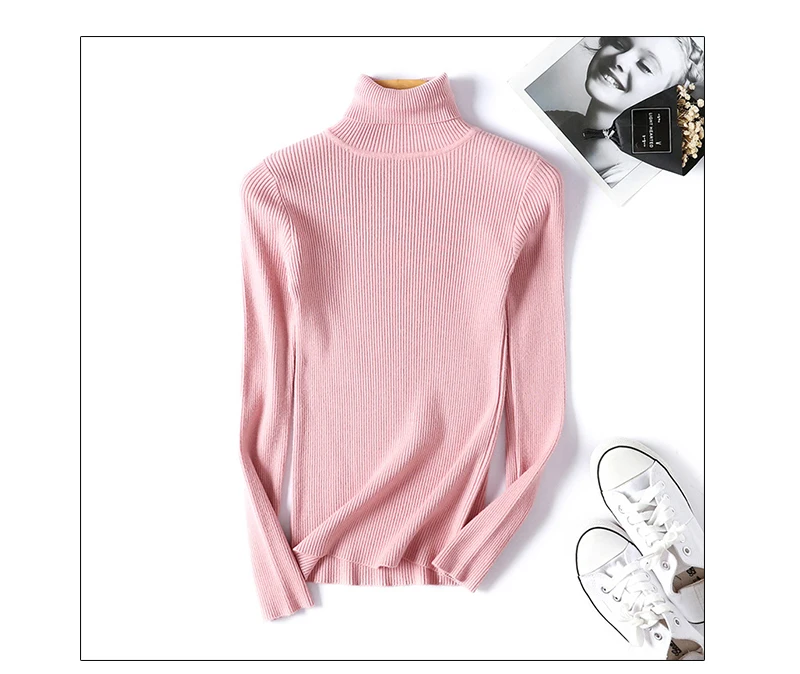 Warm Winter Women Sweater Turtleneck Pullover Knitted Sweaters For Ladies Long Sleeve High Elasticity Soft Pullovers Autumn 2018 (14)