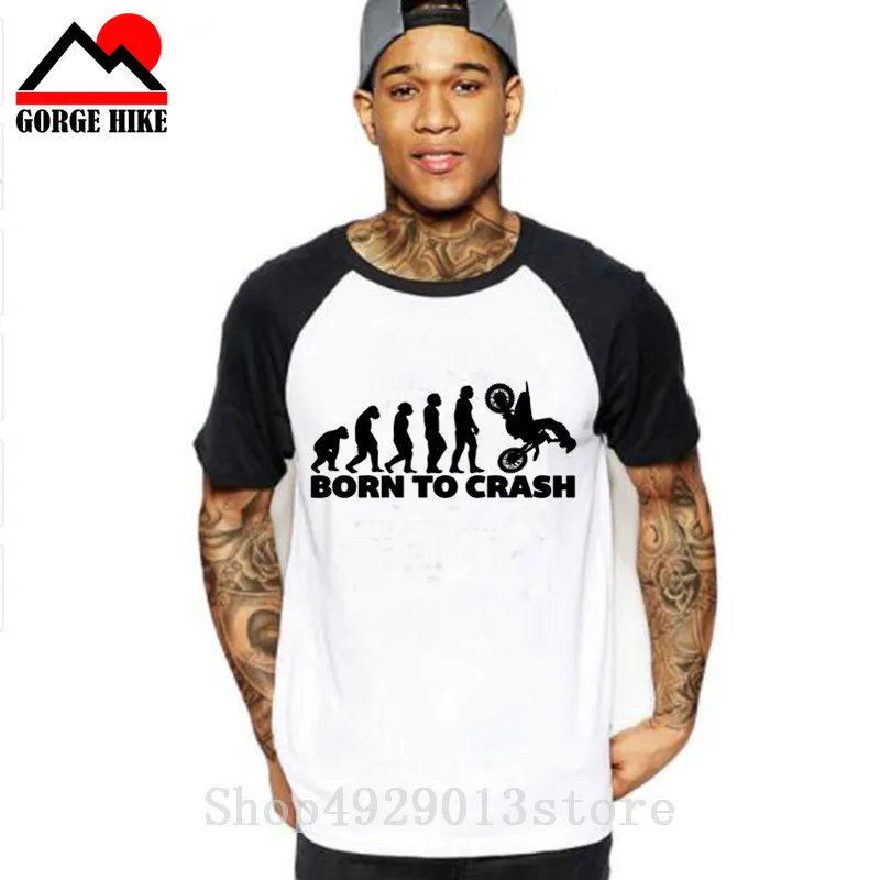 Hombre Camiseta рукава MTB Эволюция футболка мужская забавная кроссовая грязь велосипед футболка забавная Born to crash футболка футболки BMX человек