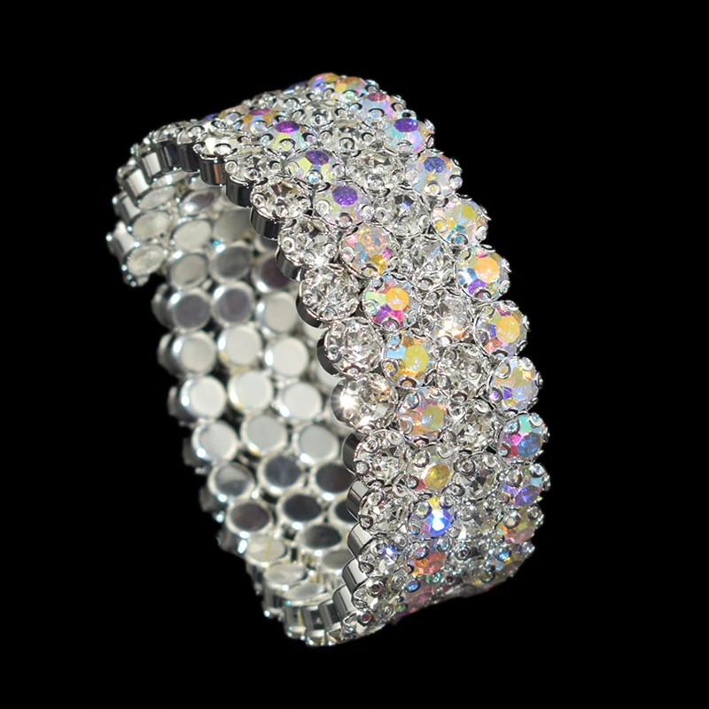 Fashion Crystal Pearl Bracelets Bangles for Women Gold Silver Plated Stretching Bracelets Pulseras Mujer Wedding Jewelry Gift 4