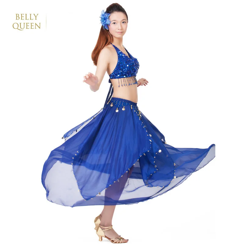 

BELLYQUEEN 2Pcs/Set 15 Colors Stage Performance Oriental Belly Dancing Clothes Indian Dress Bellydance Dress Practice Costumes