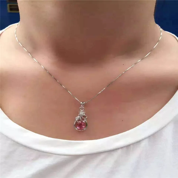 Kjjeaxcmy бутик Jewels S925 серебро Природный кристалл турмалина капли воды ожерелья комплект цепь Подарочная коробка цепи