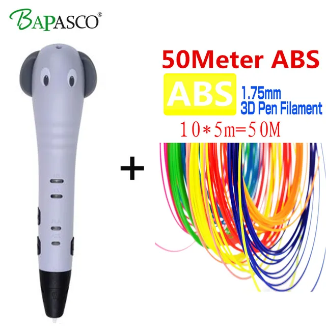Special Price 2018 Newest 3D Pen Add 50M ABS BAPASCO P65 3D Magic Pen Wholesale price Printing Pen 3D Model Kids' Best Education Birthday Gift
