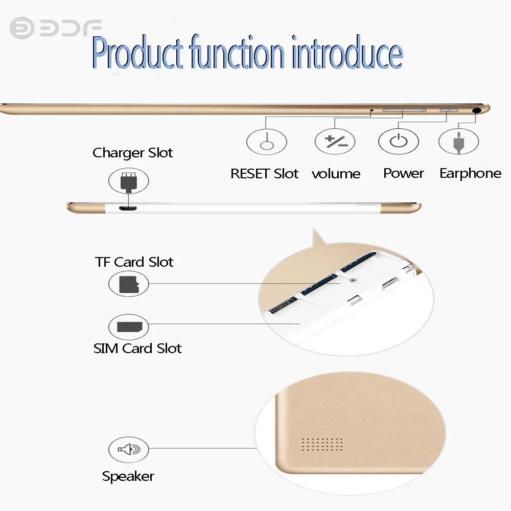 BDF Новые планшеты на Android 7,0, 10,1 дюймов, 4 Гб + 64 ГБ, Bluetooth, Wi-Fi, 1920*1200, ips, четыре ядра, 3G, две sim-карты, телефонный звонок, ПК, планшет 10