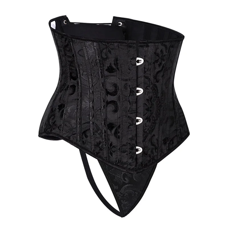 28 Sprial Steel Boned Corset Bustier Black Shapewear Waist Cincher Slim Control Body Shaper Waist Trainer Underbust Corset Sexy (2)