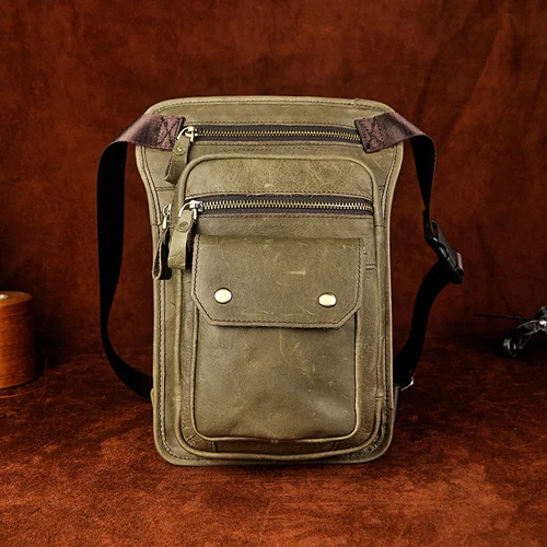 Norbinus Мужская поясная сумка из натуральной кожи, маленькие облегающие сумки, мужские воловья кожа, набедренные карманы на ремне, чехол для телефона, сумка через плечо - Цвет: Light Gray