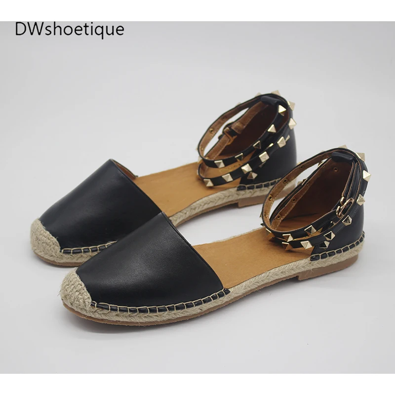 leather flats with ankle strap