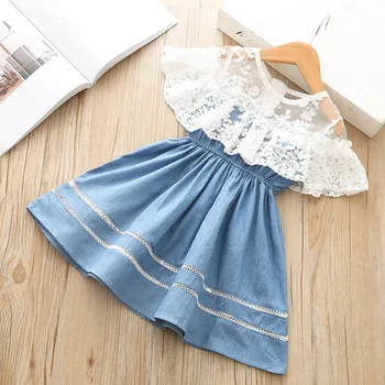 

Fashion Durable Toddler Kids Baby Girls Clothes Flower Lace Denim Party Pageant Princess Girl Beach Dress 7.4