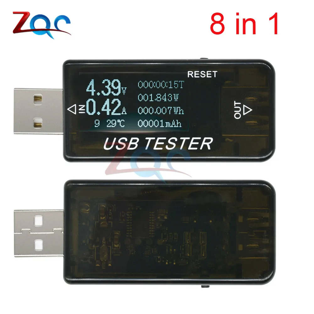 Вольтметр амперметр USB 8 в 1 QC2.0 QC3.0 4 30 электропитание измеритель напряжения тока