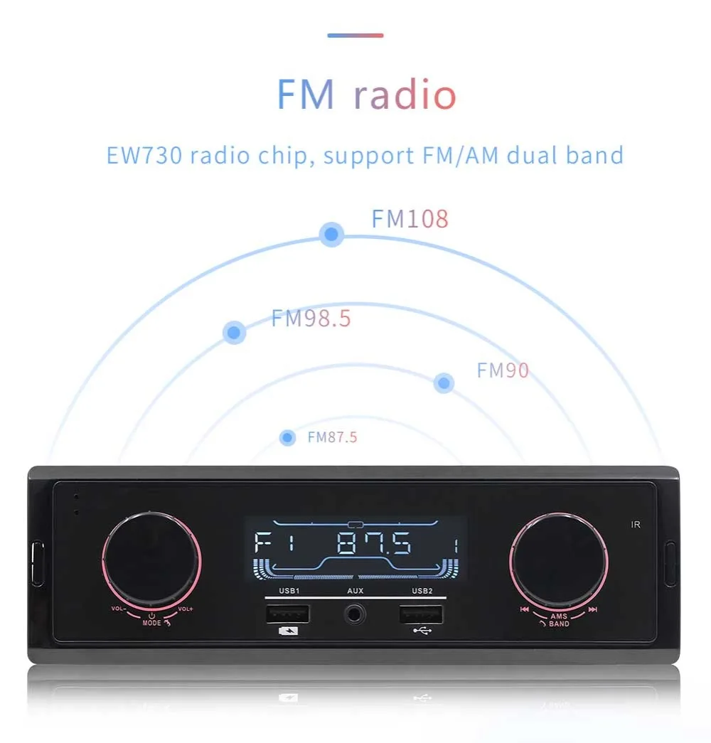 Авторадио автомобиля Радио стерео Поддержка FM/AM Aux аудио автомобиля 1 Din 3USB MP3 Авто Аудио плеер WMA зарядка Bluetooth с пультом дистанционного управления