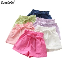 Летние модные хлопковые шорты для девочек; пляжные шорты ярких цветов для маленьких девочек; Детские короткие штаны