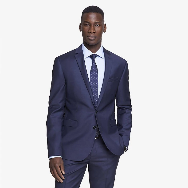 2016 New Custom Made Blue font b Men s b font Wedding font b Suits b