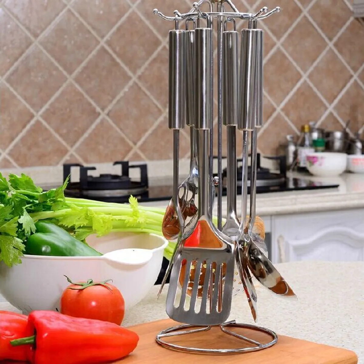 

7 PCS Kitchen Tool Set Stainless Steel Cooking Tools Utensils Spoon Utensil