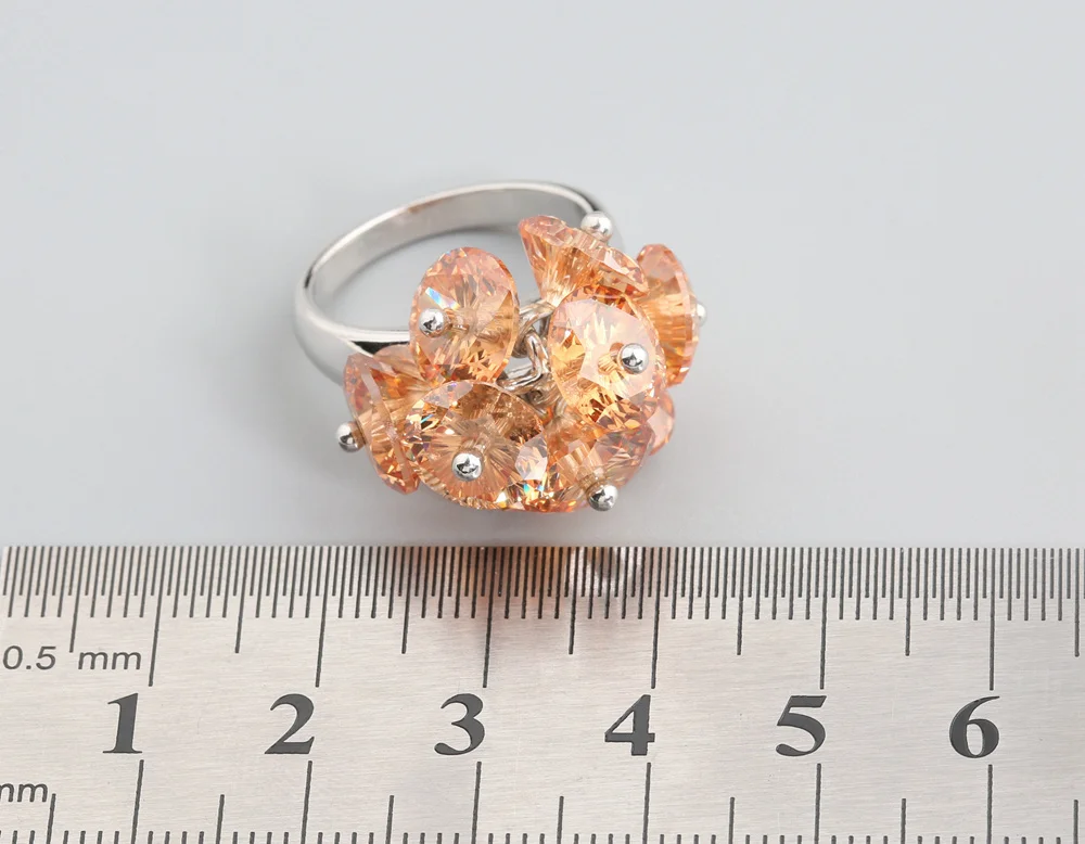 Смарт коричневый морганит 8*8 мм полудрагоценный камень серебро Прохладный для женщин кольцо Q2581