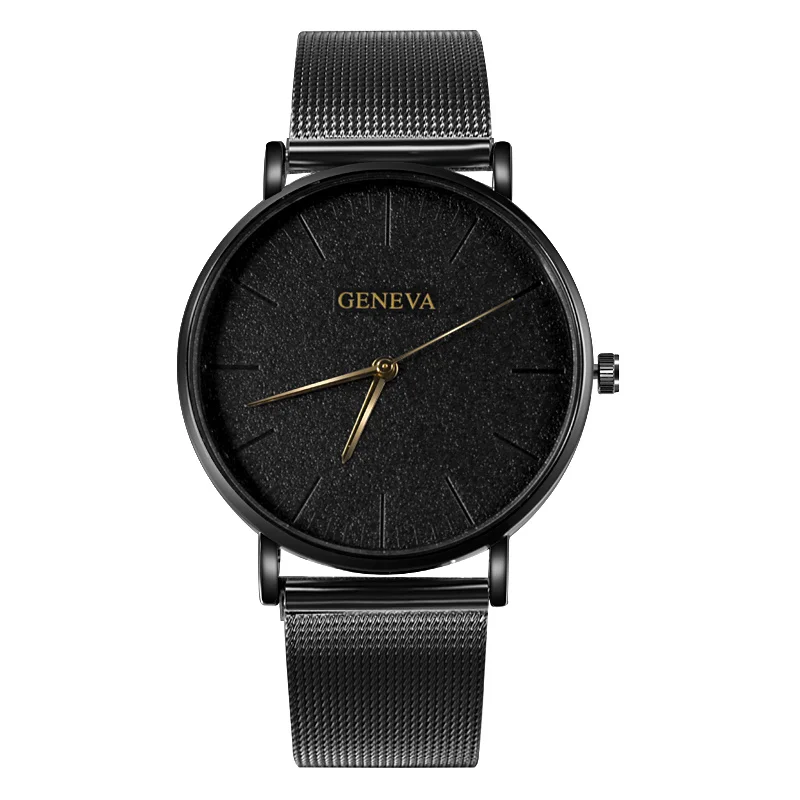 reloj mujer Geneva Top Brand Women Watches Luxury Slim Rose Gold Wristwatch Fashion Steel Mesh Strap Ladies Watch relogio femino - Цвет: Black Gold