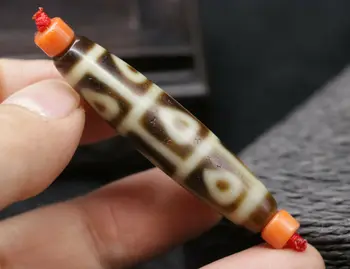

High Quality Rare Pattern 5A Super Treasure Tibetan Old Agate Ivory Color 9 Rain Drop Eye dZi Bead Amulet